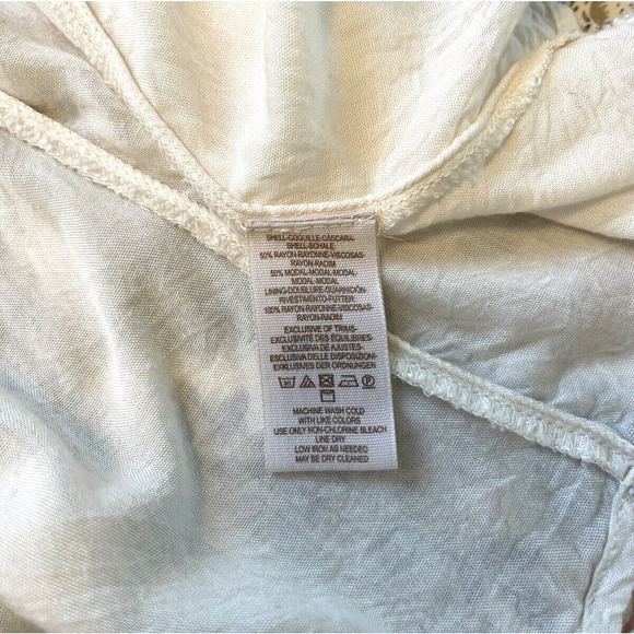 Free People Stealing Fire Dress Womens Size L Cream Green Floral Babydoll Boho - Picture 5 of 8